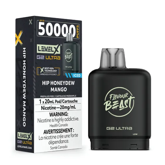 levelx g2 ultra flavourbeast pod mar2026 render fam 20mg hiphoneydewmango 1.webp
