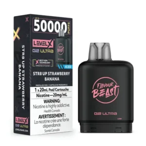levelx g2 ultra flavourbeast pod mar2026 render fam 20mg str8upstrawberrybanana 3.webp