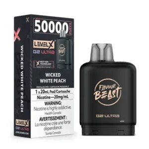 levelx g2 ultra flavourbeast pod mar2026 render fam 20mg wickedwhitepeach 3.webp